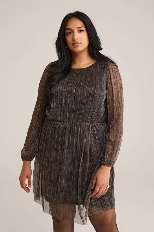 WE Fashion - Curve - Dames Jurk - Zwart - Met Glittergaren