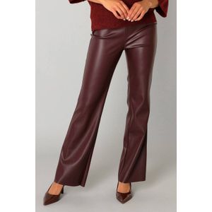 Yest imitatieleren straight regular waist broek donkerrood