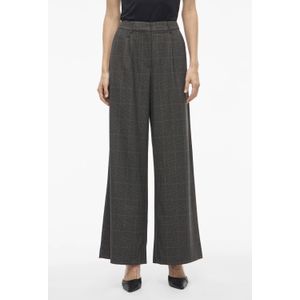 VILA wide leg high waist geruite pantalon