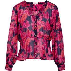 Morgan gebloemde blouse fuchsia/ donkerblauw