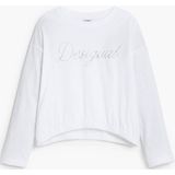 Desigual - Effen T-shirt - Katoen - Lange Mouwen - Ronde Hals - Strasslogo