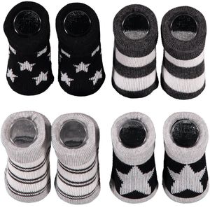 Apollo new born sokken - set van 4 in een geschenkset zwart/wit/grijs