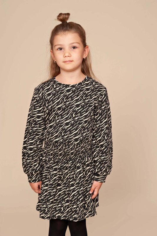 Quapi - Korte Jurk - Zwart - Meisjes - Lange Mouwen - Ronde Hals