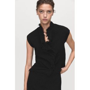 Mango tweed top zwart