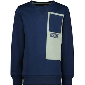 Raizzed sweater Naxos met printopdruk donkerblauw/zachtgroen