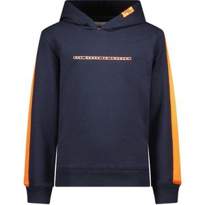 TYGO & vito hoodie Huxley met backprint donkerblauw/oranje