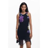 Desigual - Zwarte Damesjurk - Korte Jurk - Gedurfd Print