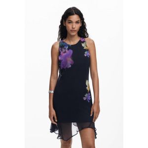 Desigual - Zwarte Damesjurk - Korte Jurk - Gedurfd Print