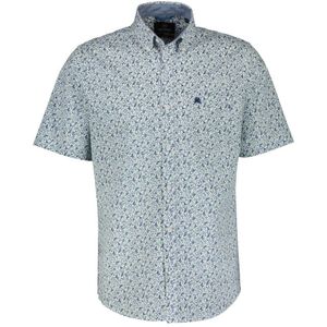 LERROS regular fit overhemd met all over print wit/blauw