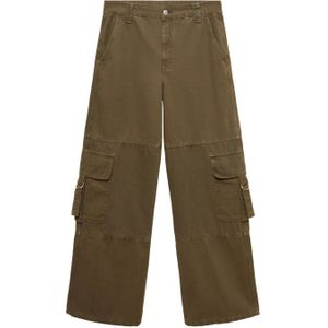 Mango straight regular waist cargo broek kaki