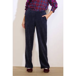LOLALIZA fluwelen rechtvallend regular waist broek donkerblauw