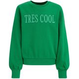 WE Fashion sweater met tekst groen