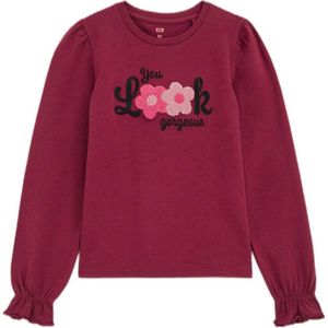 WE Fashion longsleeve met printopdruk donkerrood