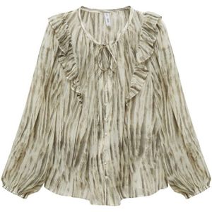 Mango blouse met all over print en volant groen