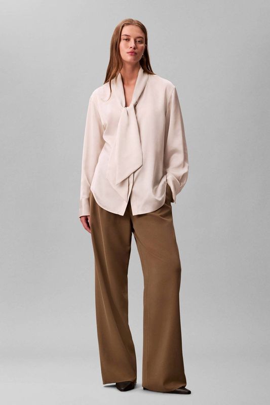 Calvin Klein - Tie-Neck - Blouse - Wit - Satijn