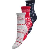 ONLY giftbox sokken ONLCHRISTMAS - set van 3 rood/donkerblauw