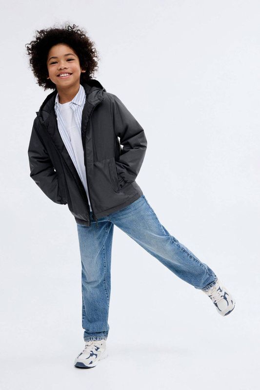 Mango Kids - Gewatteerde Jas - Blauw - Waterdicht - Met Capuchon