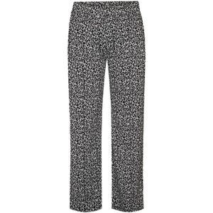 Miss Etam Plus wide leg broek Mia met panterprint zwart/ecru