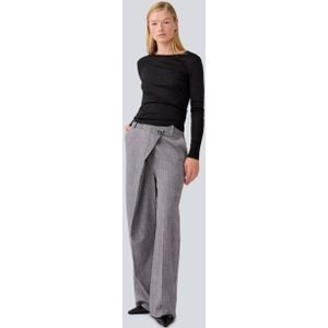Modström wide leg regular waist broek grijs melange