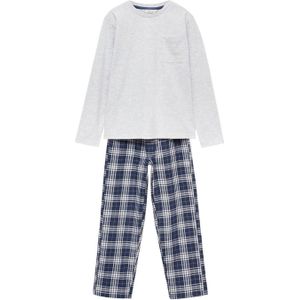 Mango Kids pyjama met geruite broek marine/lichtgrijs melange