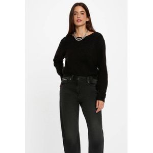 Morgan vest rib gebreid zwart