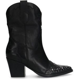 Manfield leren cowboylaarzen met studs zwart