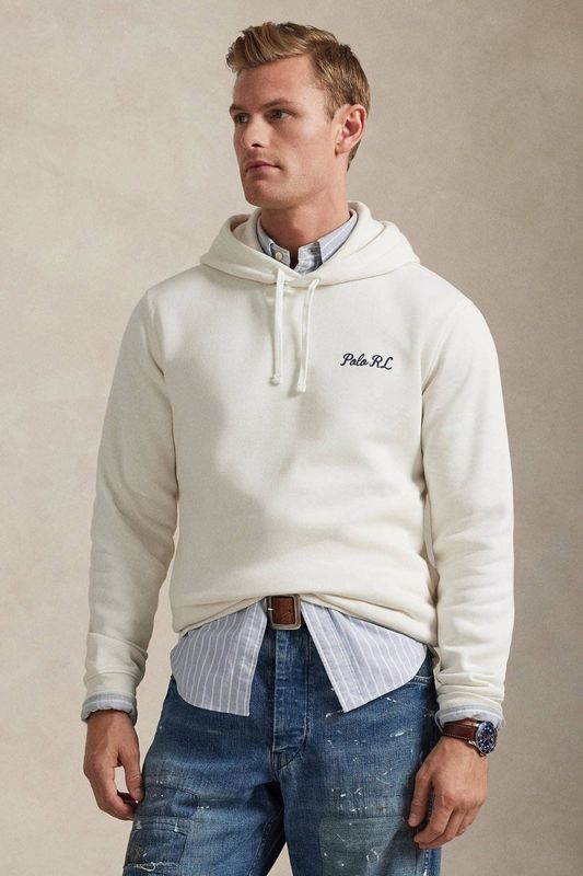 Polo Ralph Lauren hoodie met backprint ecru