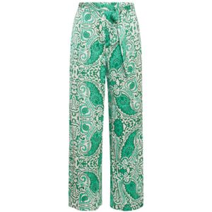 Smashed Lemon wide leg broek met all over print groen/ecru