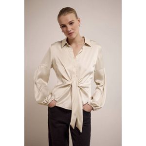 Tramontana - Satin-Look Blouse - Ecru - Lange Mouwen - Knoopsluiting