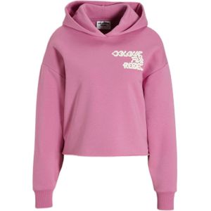 Colourful Rebel hoodie met printopdruk roze/ wit