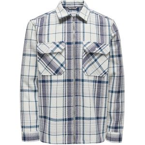 ONLY & SONS geruit overshirt ONSPRESTON lichtblauw