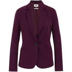 WE Fashion jersey getailleerde blazer Liz donkerpaars