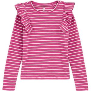 WE Fashion gestreepte longsleeve roze/wit