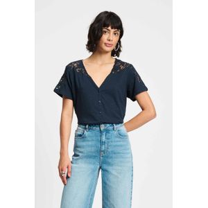 POM Amsterdam blouse donkerblauw crochet