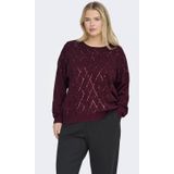 ONLY CARMAKOMA gebreide trui donkerrood met pailletten