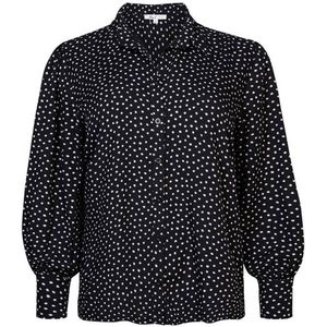 Miss Etam Plus blouse met stippen zwart/ wit