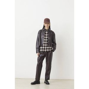 Suncoo imitatieleren imitatieleren straight regular waist broek donkerpaars