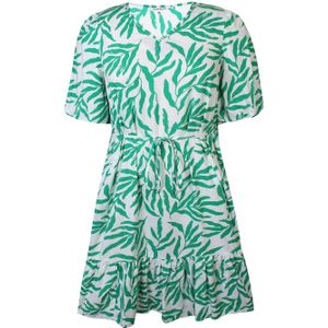 Zhenzi A-lijn jurk met all over print groen/wit