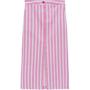 Mango gestreepte midi rok roze/ecru/blauw