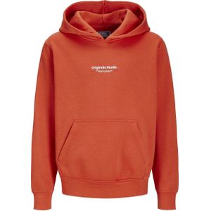 JACK & JONES JUNIOR hoodie JORVESTERBRO met tekst oranjerood