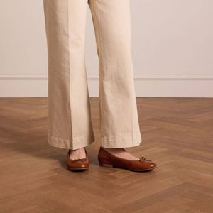 No Stress - Dames - Cognac Leren Ballerina's - Memory Foam Voetbed