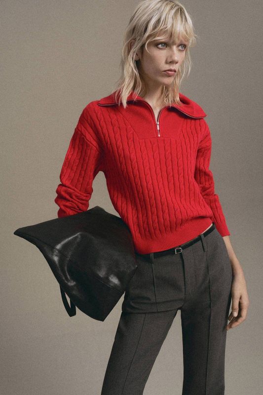 MANGO Trui 'RIBRAID'  rood