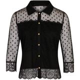 Morgan semi-transparante blouse met stippen en kant zwart