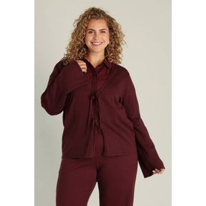 Yest Curve - Cardigan - Donkerrood - V-hals - Lange Mouwen