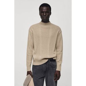 Mango Man trui beige ingebreid patroon