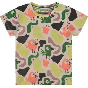 Babyface baby T-shirt met all over print groen/roze/ecru