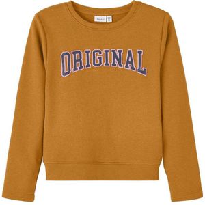 NAME IT KIDS sweater NKFOCALIA met tekst goudgeel