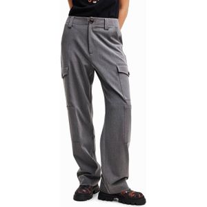 Desigual straight fit cargobroek grijs