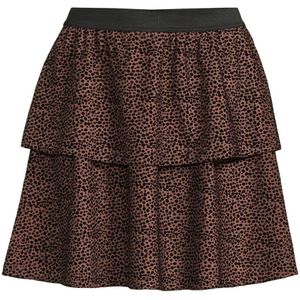 anytime mesh rok met stippenprint bruin/zwart