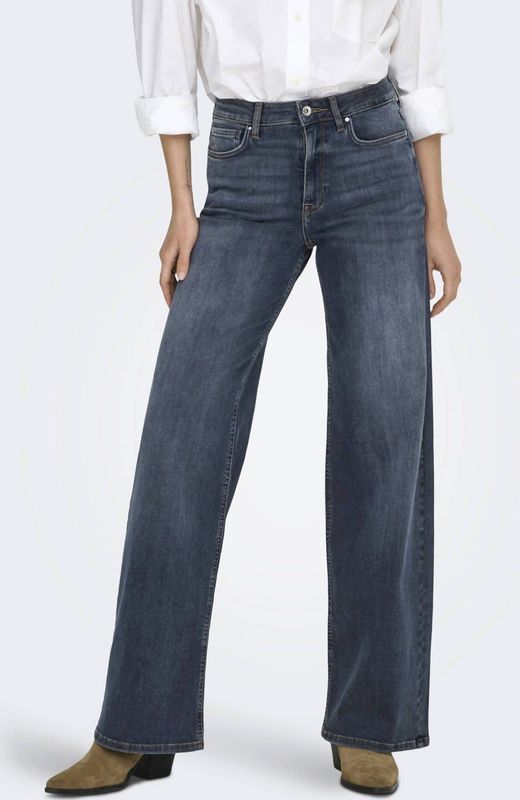 ONLY high waist wide leg jeans dark blue denim
